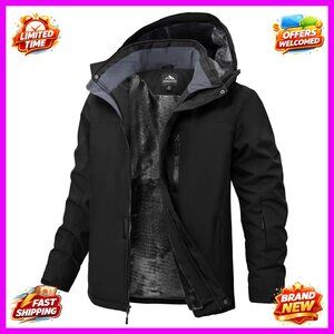 Men's Waterproof Ski Jacket Fleece Lined Insulated Hood Winter Snowboard Coat